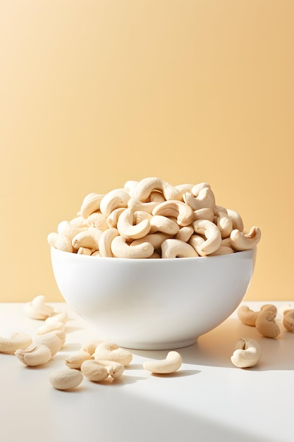 Cashews in a bowl topped with crushed peanuts