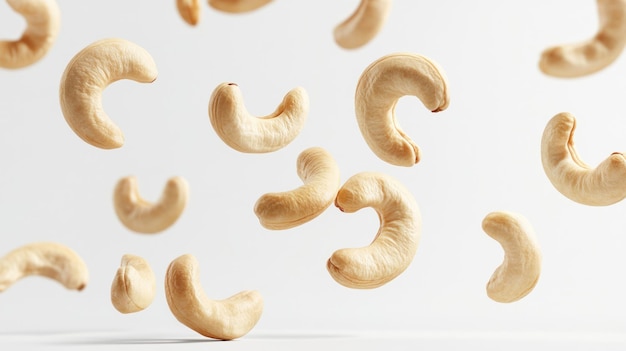 Photo cashews floating in air