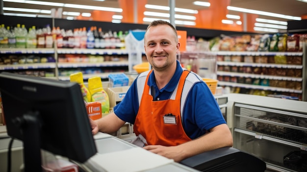 Cashier at the checkout counter Generative AI