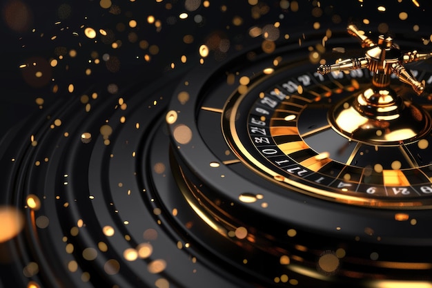 Casino background with roulette black and gold color