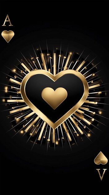 Photo casino concept combination of playing cards hearts flash royale black gold design isolated on white