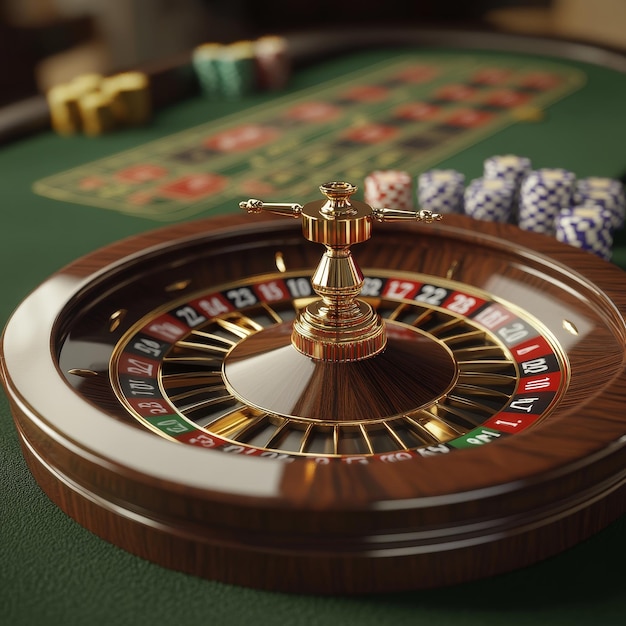 a casino game is shown with the poker chips on the table