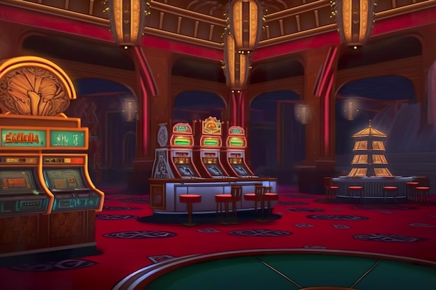 Casino hall with slot machines