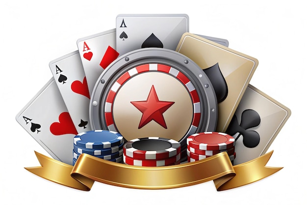 Casino poker 3D vector icon set playing ace card