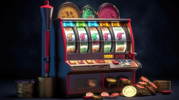 Casino slot machine with tokens background