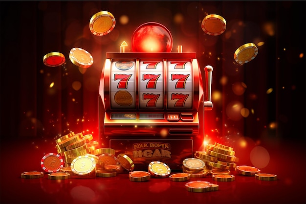 casino slot machine with tokens and coins