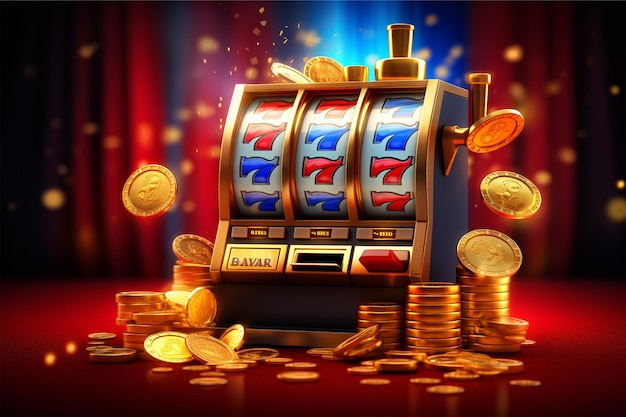 casino slot machine with tokens and coins