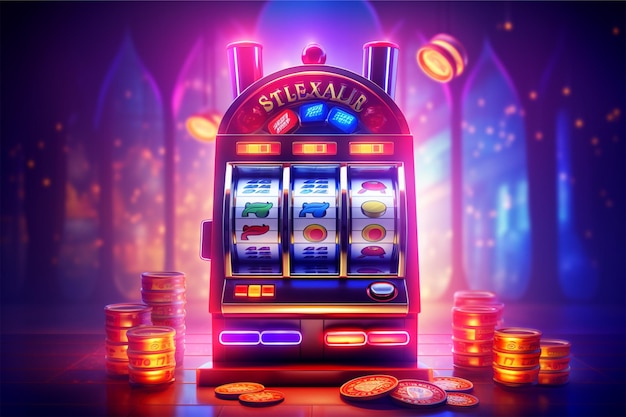 casino slot machine with tokens and coins