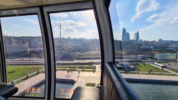 Caspian sea, Baku city, view from Baku eye, Ferris wheel 