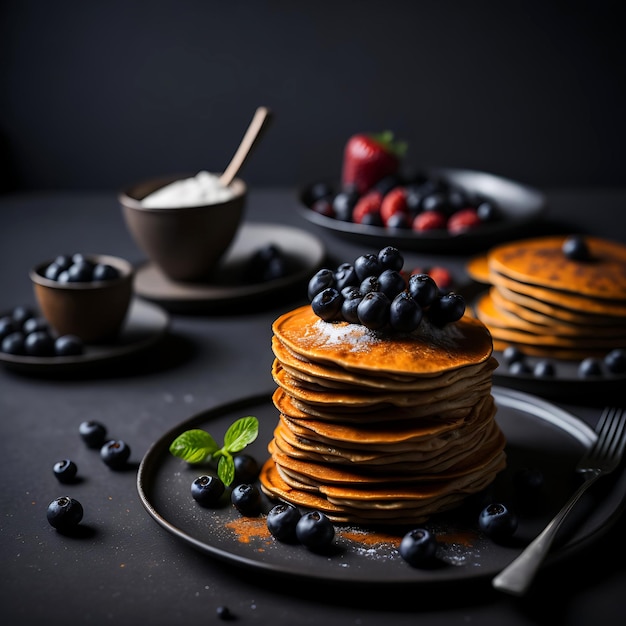 Cassava flour pancakes and perfect fluffy texture AI Generated