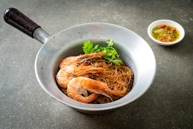 Casseroled or Baked Shrimp with Glass Noodles