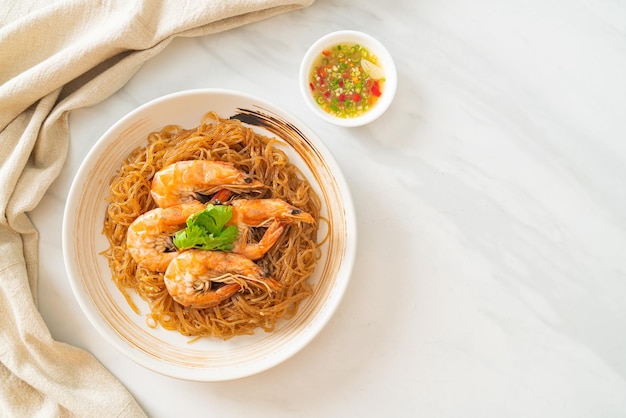 Casseroled or Baked Shrimp with Glass Noodles