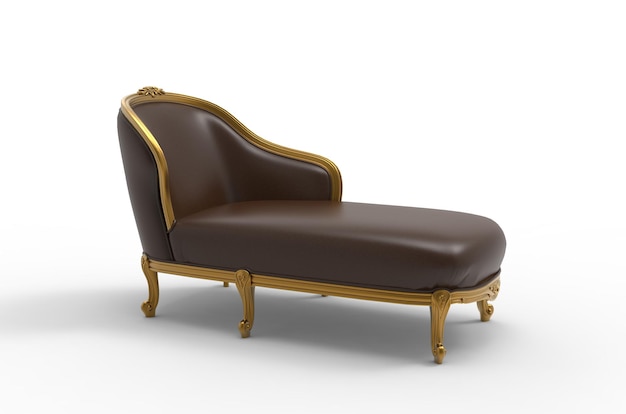 Cassical vintage armchair on white background Luxury Brown Leather Sofa Furniture Collection