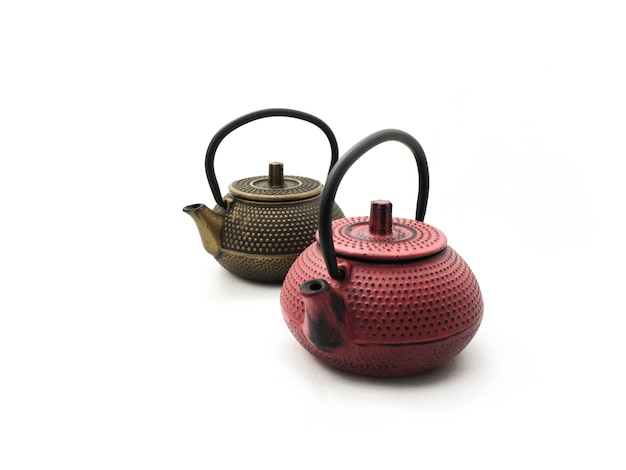 Cast Iron Teapots - Gold and Red