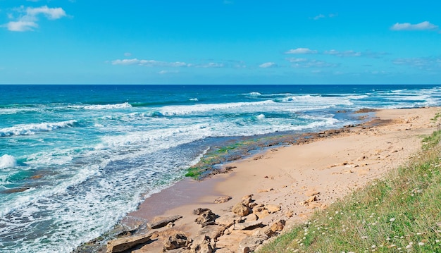 Castelsardo foreshore covered by the waves