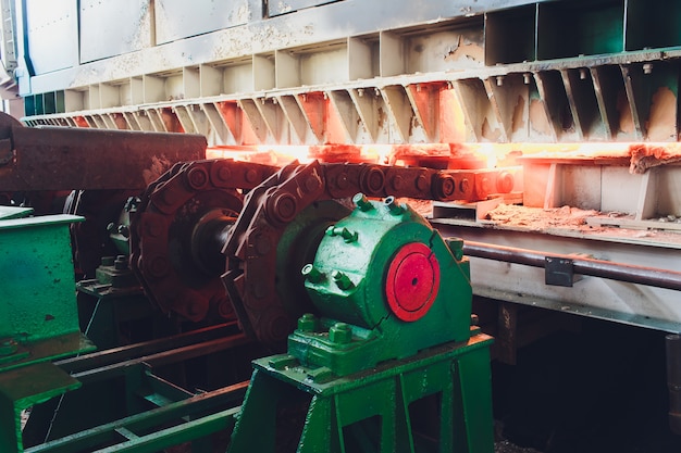 Casting, the part of steel production at steel mill.