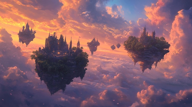 Photo castle in the clouds by person