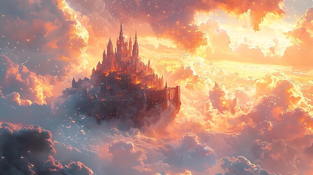 Photo castle in the clouds by person