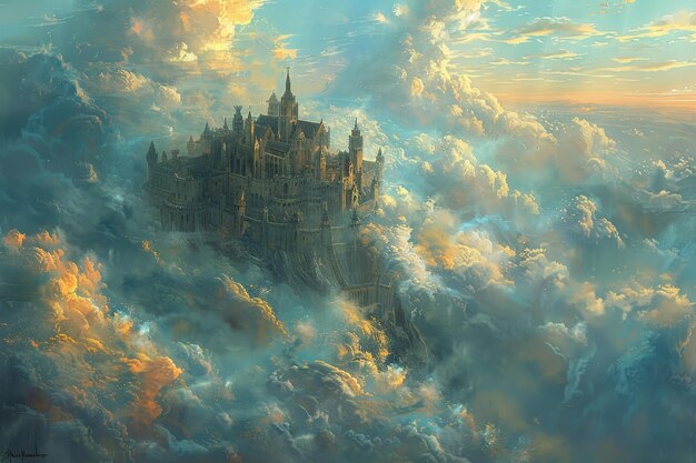 A Castle in the Clouds A Fantasy Painting