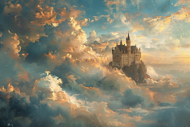 Photo a castle in the clouds