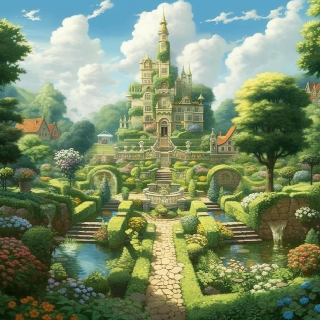 The castle in the garden wallpapers