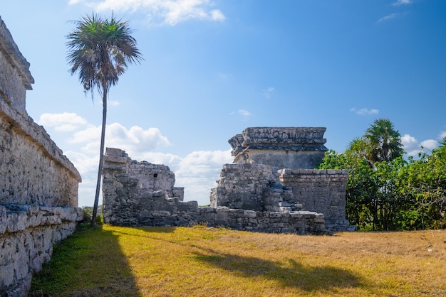 The castle Mayan Ruins in Tulum Riviera Maya Yucatan Caribbean Sea Mexico