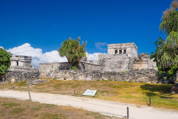 The castle Mayan Ruins in Tulum Riviera Maya Yucatan Caribbean Sea Mexico