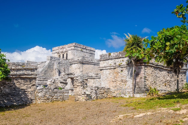 The castle Mayan Ruins in Tulum Riviera Maya Yucatan Caribbean Sea Mexico