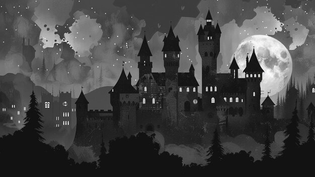 a castle in the night