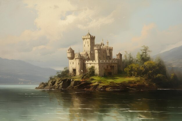 Photo castle painting castle art