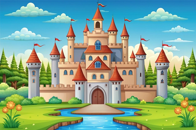 Castle Palace Cartoon Icon Illustration