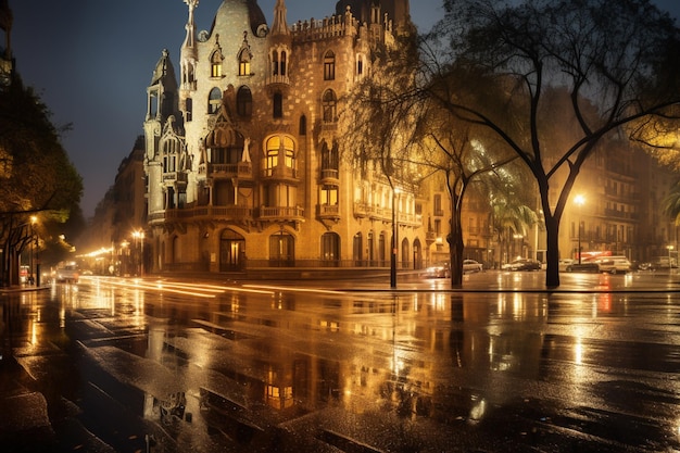 The castle in the rain