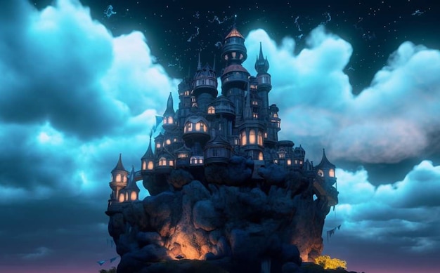 Castle on a rock in the sky