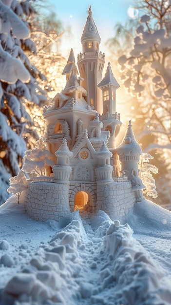 a castle in the snow