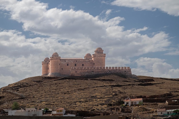 Castle on top of the hill that protects the town of La Calahorra in the province of Granada Spain