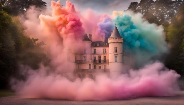 a castle with smoke coming out of it and a castle with the words  smoke