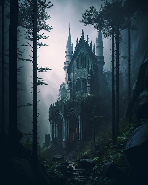 A castle in the woods with the word castle on it