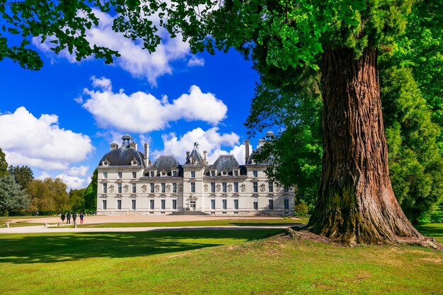 Castles of Loire valley, elegant Cheverny. Landmarks of France