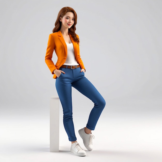 Casual 3d woman with modern outfit generated by AI