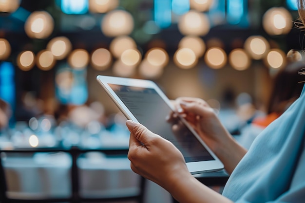 Photo casual tablet use in a cafe