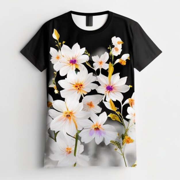 Casual tshirt with a beautiful floral mockup design