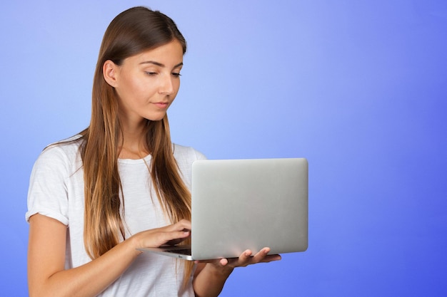 Casual woman with a laptop