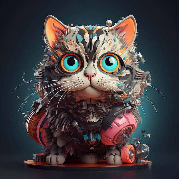 Cat 3d robotic Illustration