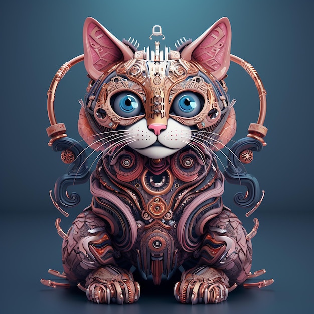 Cat 3d robotic Illustration