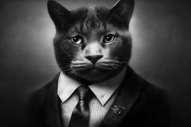 Cat as Martin Luther King Jr famous historical character portrait illustration generative ai