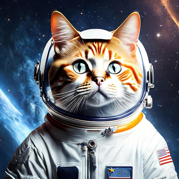 Cat in astronaut suit generative art by AI