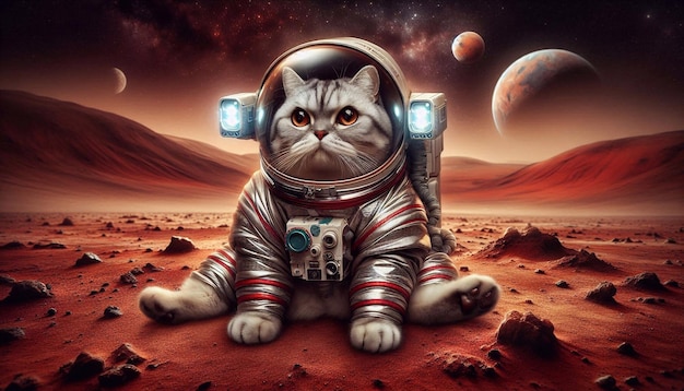 A cat in an astronaut suit