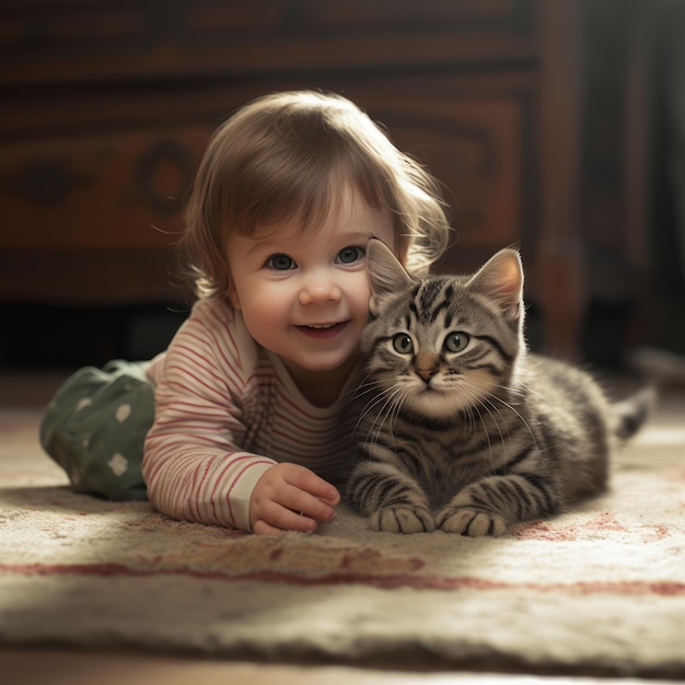 cat and baby