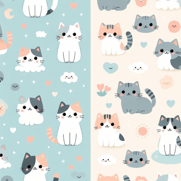 Cat background desktop wallpaper cute vector