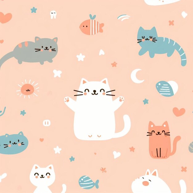 Cat background desktop wallpaper cute vector